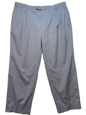 Joseph & Feiss Men's Wool Pleated Dress Pants Size 43 Gray Pinstripe Pockets